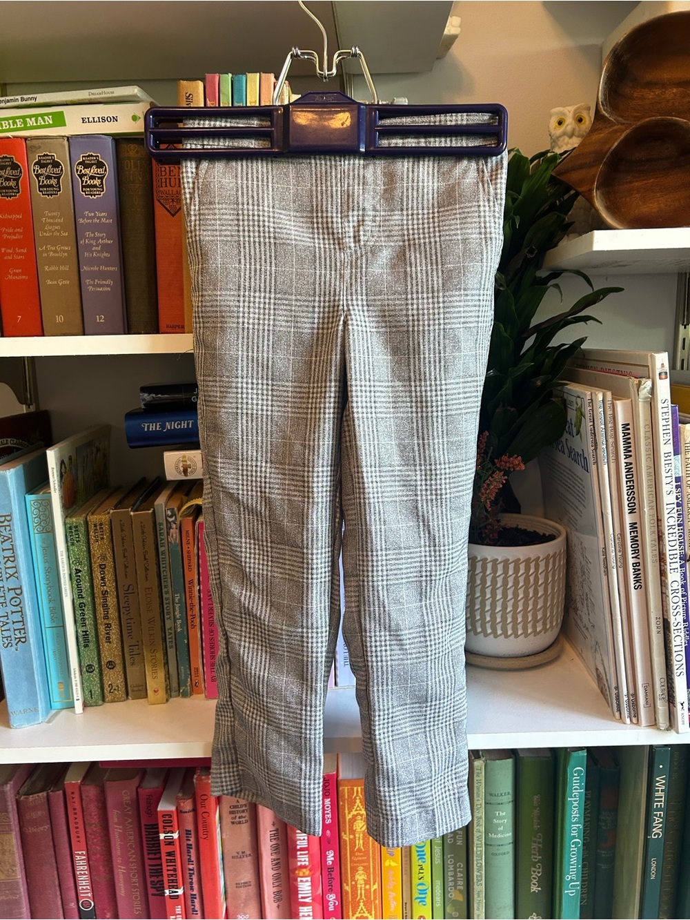 wonder nation Gray Plaid Elastic Waist Pants
